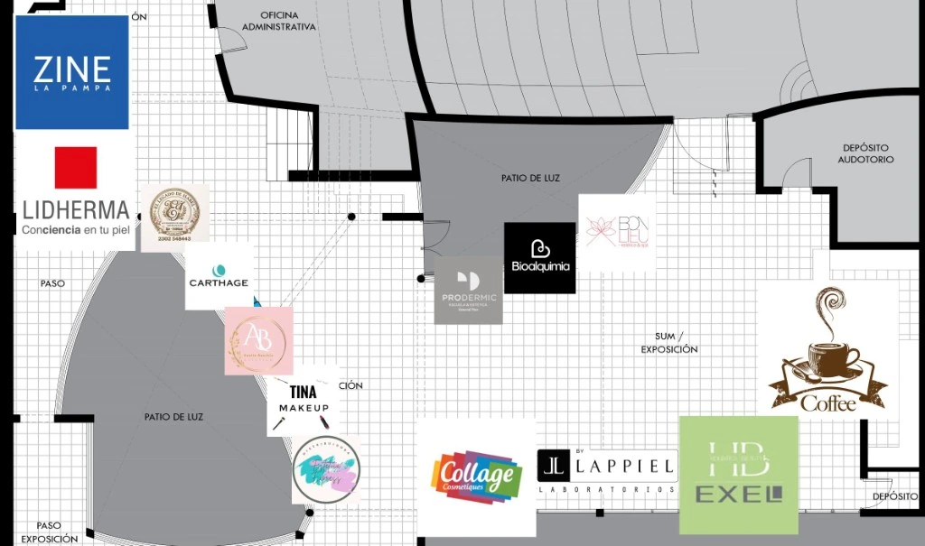 Plano de stands de la expo con la ubicaci&oacute;n de cada marca